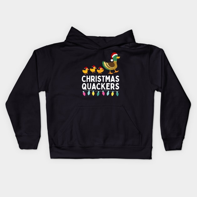 Christmas Quackers Cute Matching Christmas Family Kids Hoodie by PowderShot